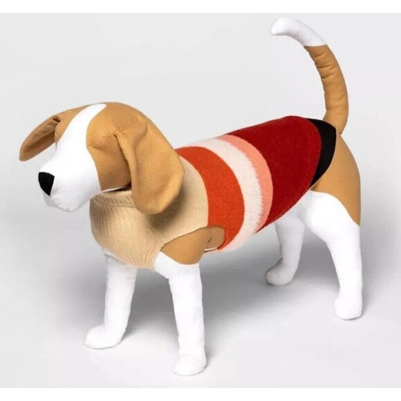 Boots & Barkley Fuzzy Stripe Dog Sweater Size Large Deep Orange and Burgundy - Picture 5 of 5
